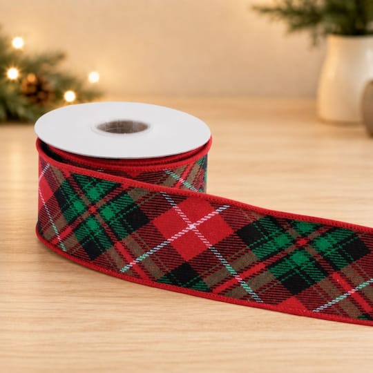 Melrose 2.5" x 5yd. Tartan Plaid Wired Cotton Ribbon